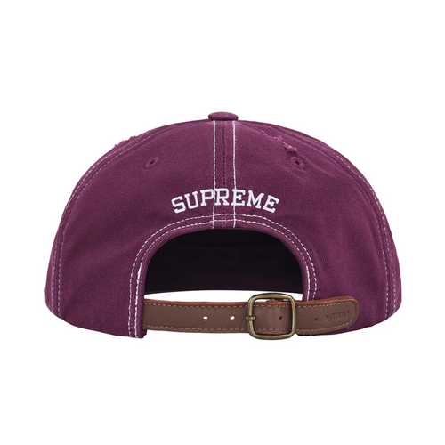 Supreme Distressed Script 6-Panel Dark Purple Cap