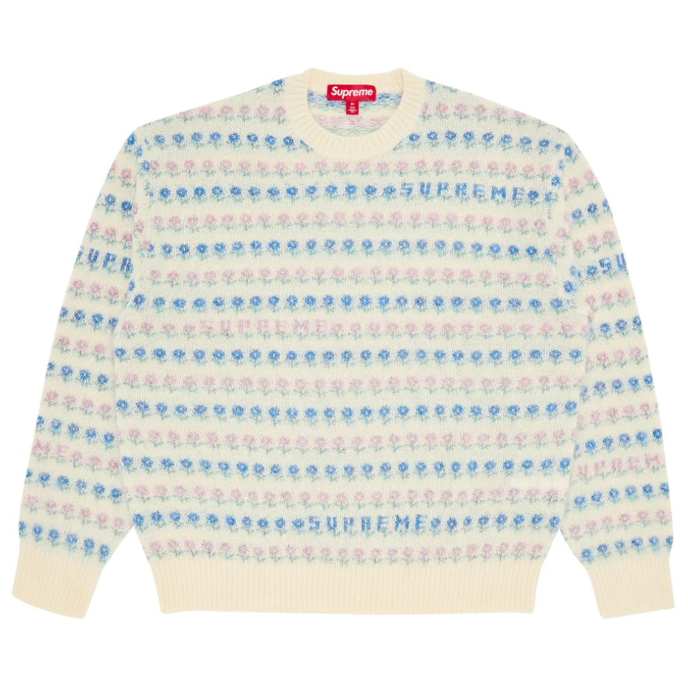 Supreme Flowers Metallic Crewneck 'Ivory'