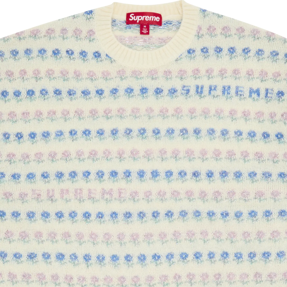 Supreme Flowers Metallic Crewneck 'Ivory'