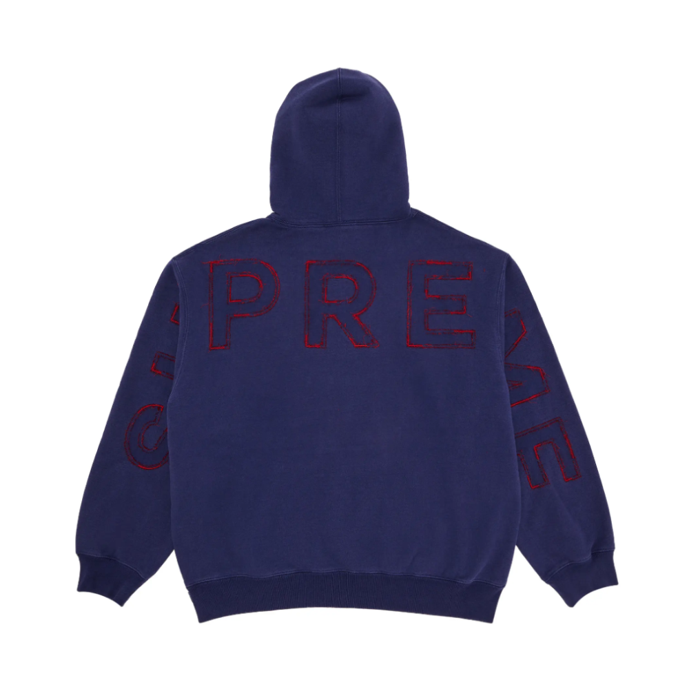 Supreme Frayed Hoodie 'Washed Navy'
