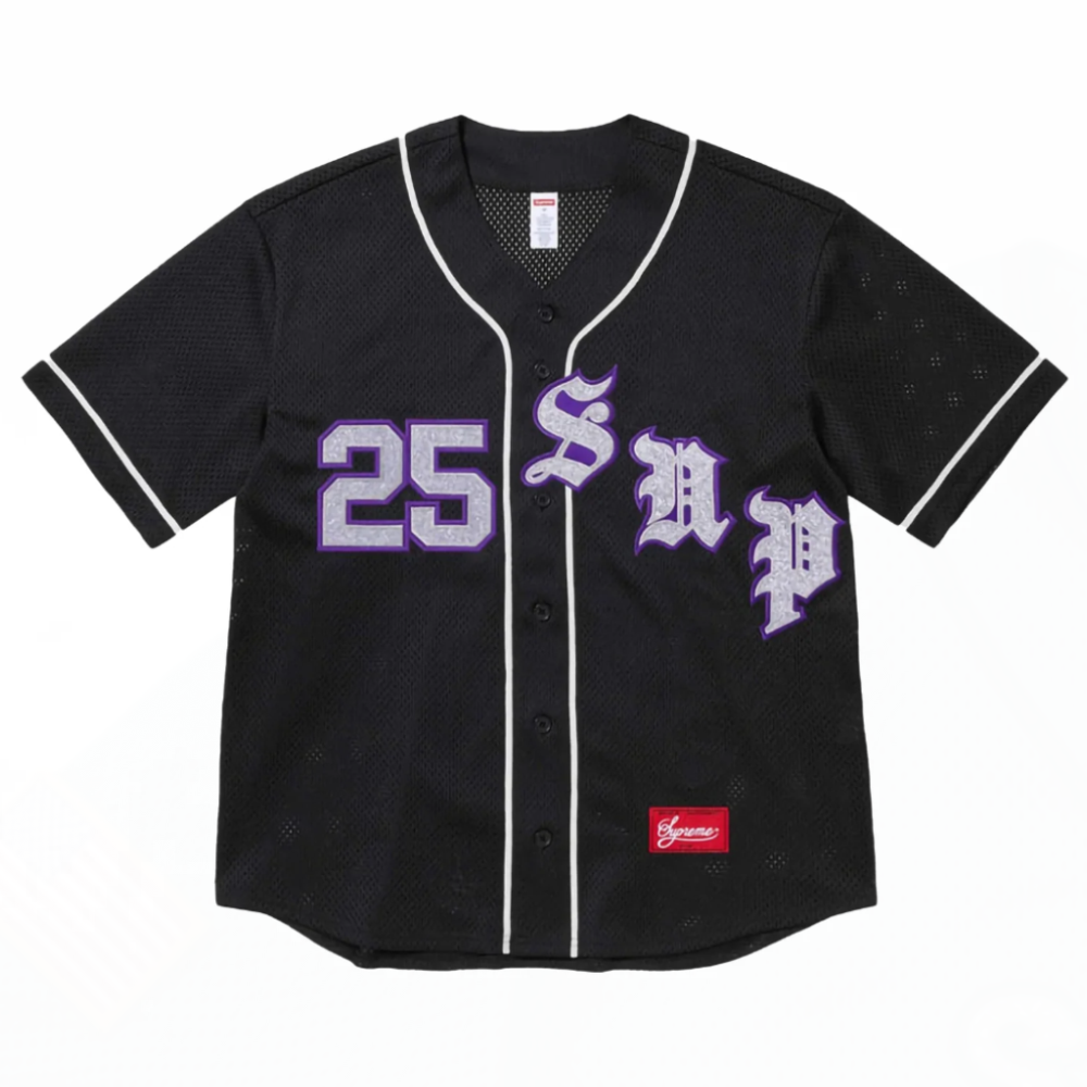 Supreme Old English Baseball Jersey Black