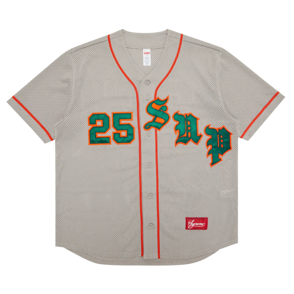 Supreme Old English Baseball Jersey Grey