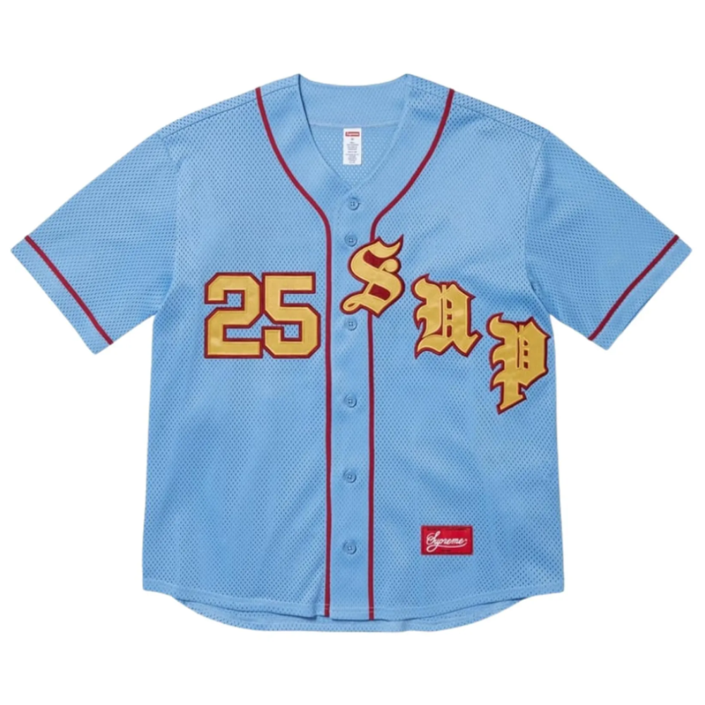 Supreme Old English Baseball Jersey Light Blue