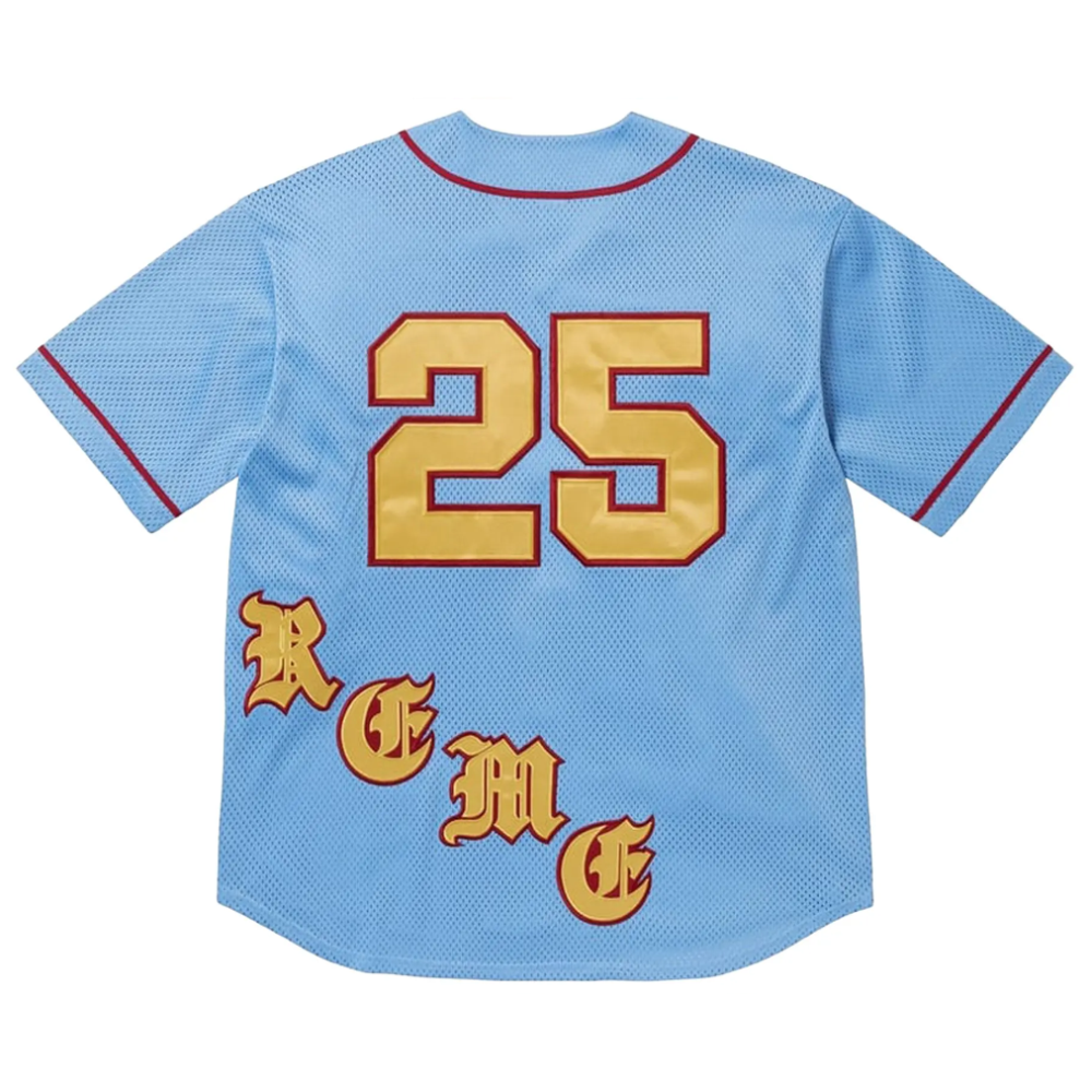 Supreme Old English Baseball Jersey Light Blue