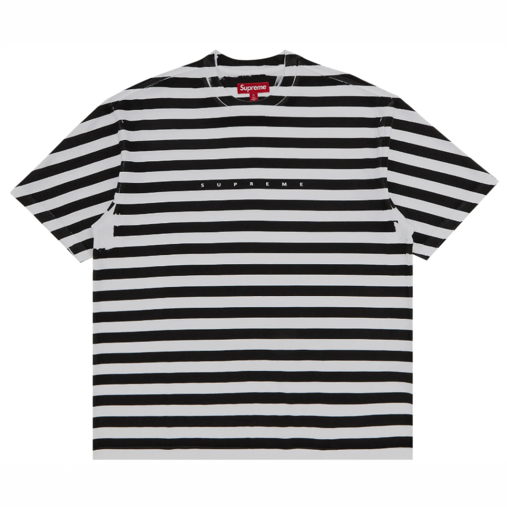 Supreme Overprint Stripe T-Shirt 'Black/White'
